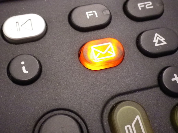 phone with Voicemail light on