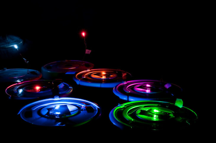 Seven roombas in the dark