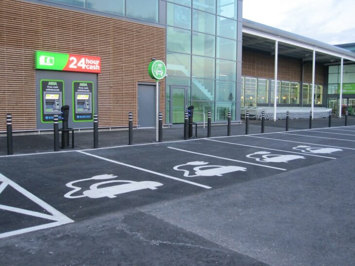 Electric car charging spaces